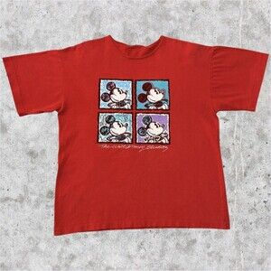 Vintage 90s Walt Disney Studios Mickey Mouse Graphic T Shirt Red Size Large